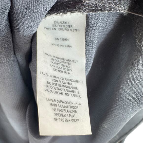 Sioni Gray Lightweight Long Sleeve Sweater Chiffon Lining Open Back Size M - Picture 5 of 5